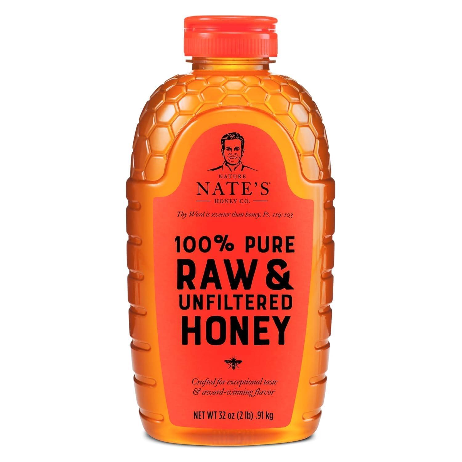 Nate's Honey: Raw tested, 32oz squeeze vs trends... Award-winning taste surprise!