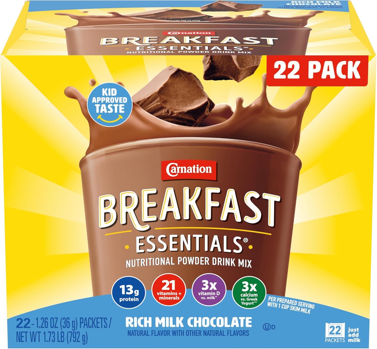 Carnation essentials: Rich chocolate vs. tested mix, quick, on-the-go snack