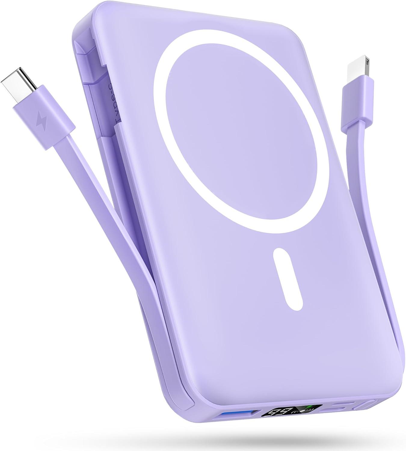 Magnetic Power Bank Tested: Magsafe vs. 22.5W Fast Charger Insight... Purple Yet Power-Packed!