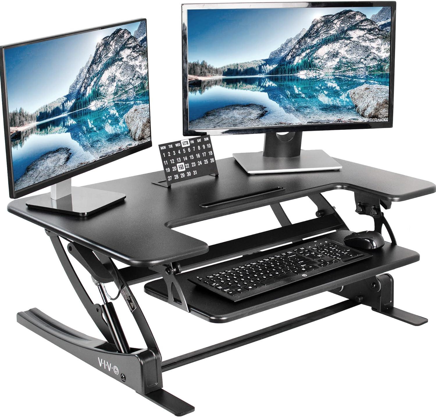 Quick Sit-Stand Rise For Dual Monitors, Tested: VIVO 36'' Desk Converter Showcases Versatile Elegance