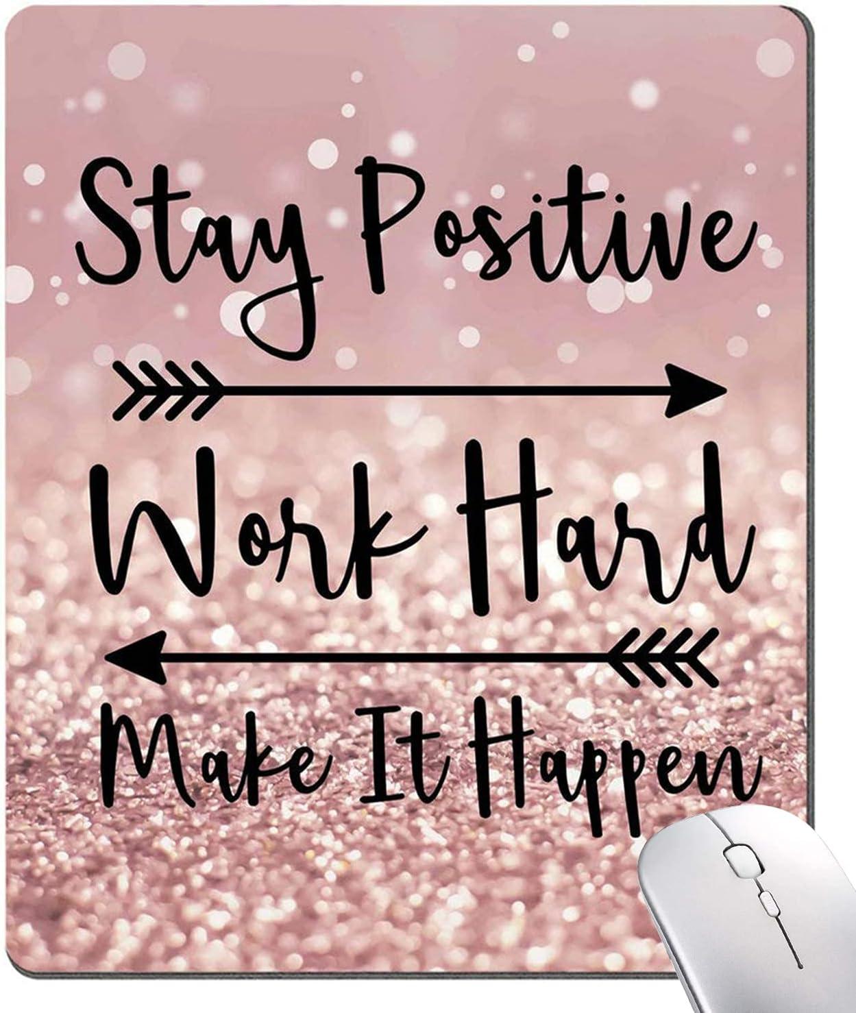 Compelling Quote Mouse Pad: Inspire Tested! Stay Positive Work Hard vs Trending Office Pad!