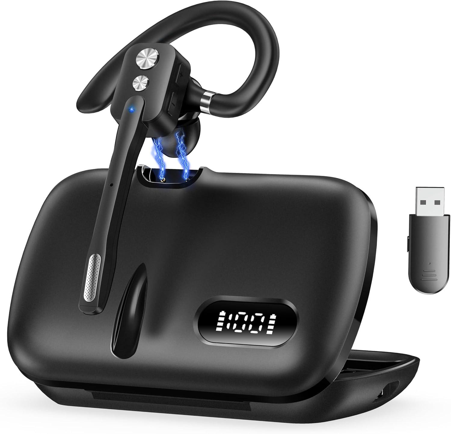 Dual-Mic Noise-Reducing Stereo Headset - Business Use Case Showdown Tested... Quality Mixed (Black)