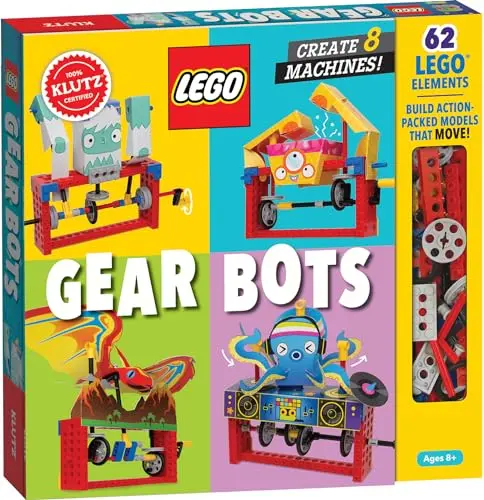 Klutz Lego Gear Bots kit with Lego Technic bricks and papercraft creatures