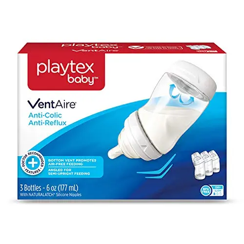 Playtex Baby VentAire Bottle, 6 ounce, white and clear three-pack