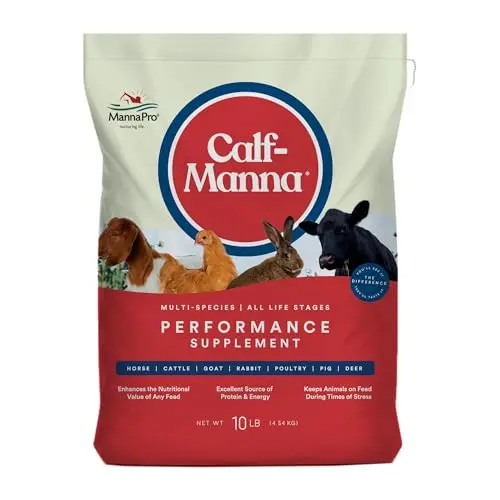 Manna Pro Calf-Manna pelleted livestock feed supplement in a bag
