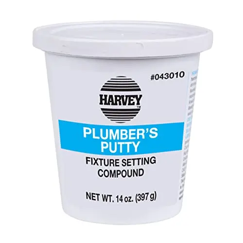 Harvey's stainless plumbers putty in a 14 oz container