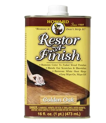 Howard Restor-A-Finish bottle for restoring wood surfaces