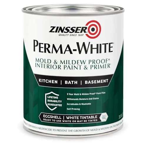Zinsser Perma-White quart paint can with mold and mildew proof guarantee