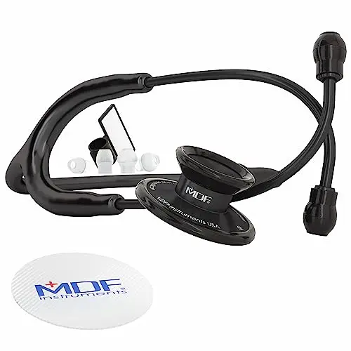 MDF Acoustica lightweight stethoscope with all-black design