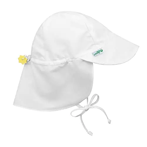 i play. white baby sun hat with neck flap and adjustable elastic back