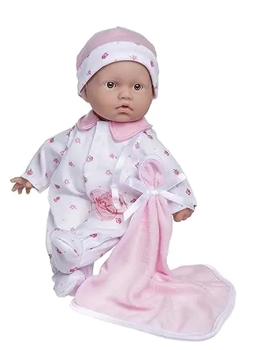 JC Toys La Baby 11-inch soft baby doll with removable pink outfit and hat