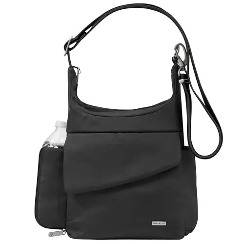 Travelon Anti-Theft Classic Messenger Bag in black with security flap