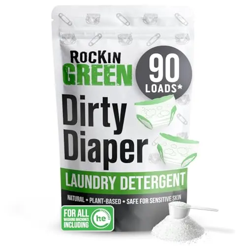 Rockin' Green Laundry Detergent powder bag with plant-based label