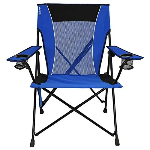 Kijaro Dual Lock Folding Camp Chair in blue with storage pockets