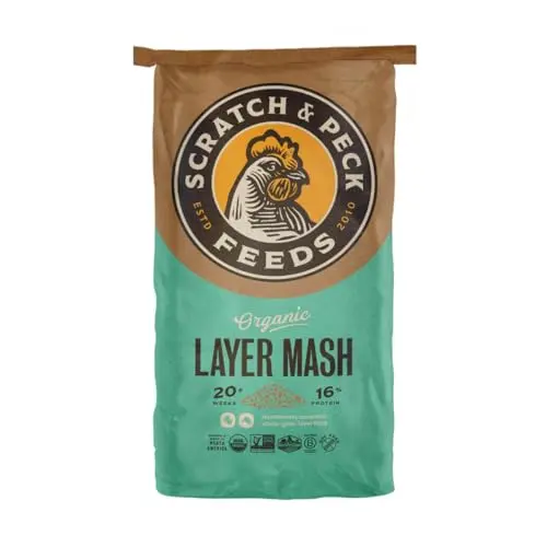 Scratch and Peck Feeds Whole Grain Layer Mash Chicken Feed in a 25 lb bag