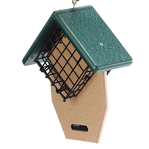 Birds Choice double suet cage feeder with protective roof in green