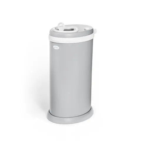 Ubbi standard gray steel diaper pail with sliding lid