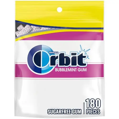 ORBIT Bubblemint sugar-free chewing gum in large resealable bag