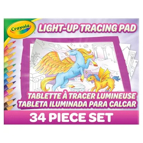 Crayola Light Up Tracing Pad with colored pencils and tracing sheets