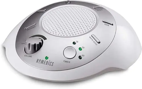 Homedics classic silver portable sound machine with dial controls