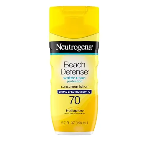 Neutrogena Beach Defense SPF 70 sunscreen lotion bottle