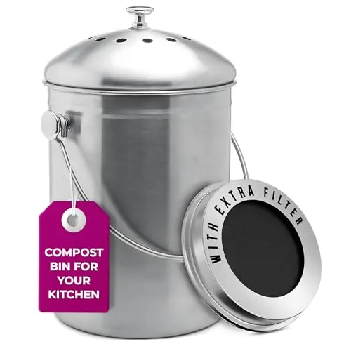 EPICA stainless steel countertop compost bin with lid