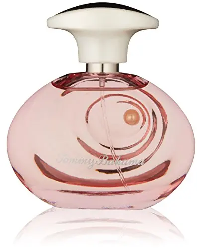 Tommy Bahama women's perfume bottle with a woven texture and tropical design.