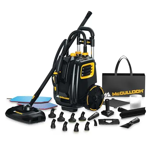McCulloch MC1385 deluxe canister steam cleaner with multiple attachments