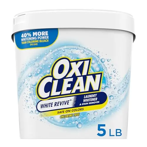OxiClean White Revive 5 lb powder container with measuring scoop