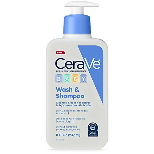 CeraVe Baby 2-in-1 wash and shampoo bottle with ceramides formula