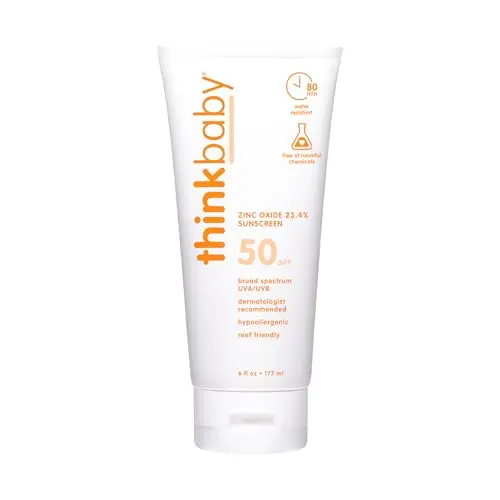 Thinkbaby Safe Sunscreen lotion in a white and orange tube