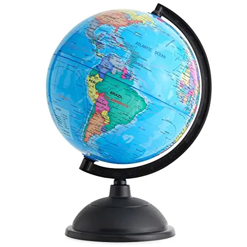 Juvale 8-inch multicolor world globe for kids on plastic stand