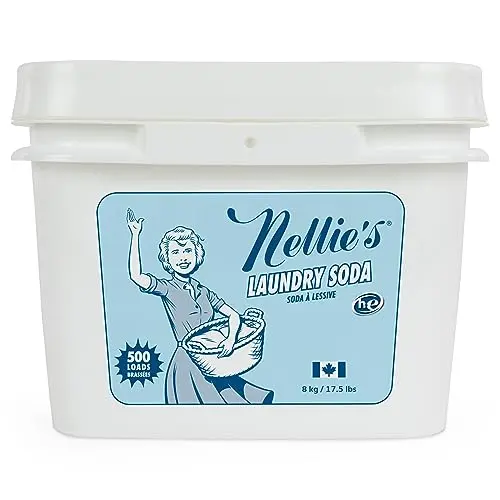 Nellie's Laundry Soda powder detergent in a large container