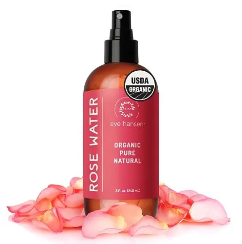 Eve Hansen Organic Rose Water Spray 8oz bottle for face and hair