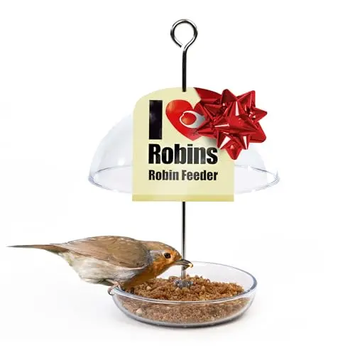 Jacobi Jayne Pearl Feeder Mini clear dome bluebird mealworm feeder hanging outdoors