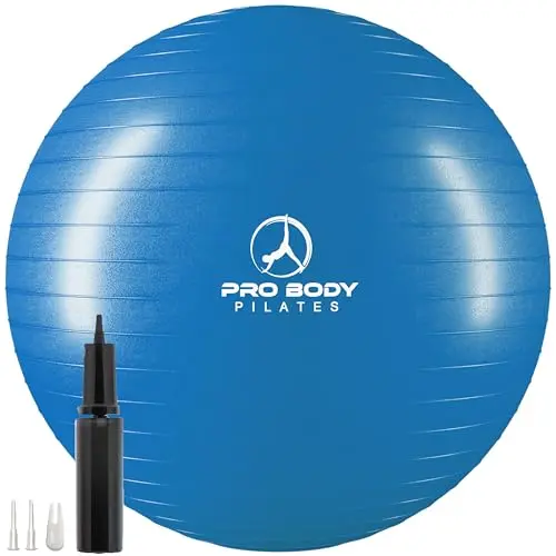 ProBody Pilates Blue Exercise Ball with pump and plugs for fitness and pregnancy