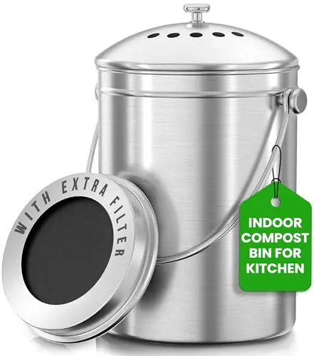Utopia Kitchen stainless steel compost bin for countertop