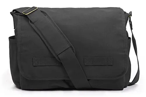 Sweetbriar Classic Vintage Canvas Messenger Bag in black