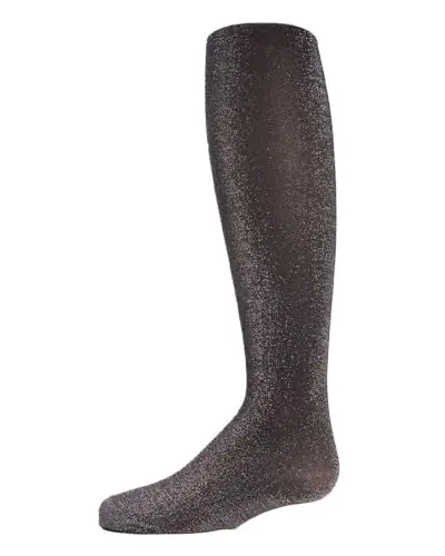 MeMoi Shining Star Shimmer Tights for girls in black size 6-8