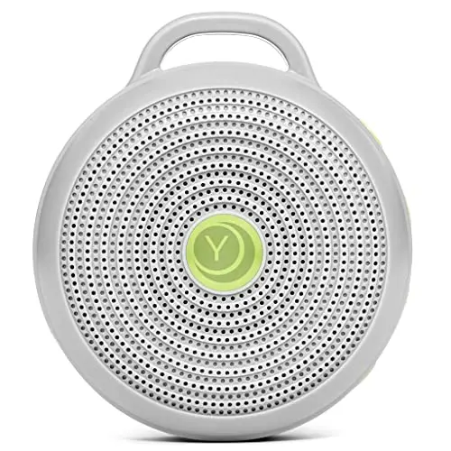Yogasleep Hushh portable grey sound machine with clip and amber light