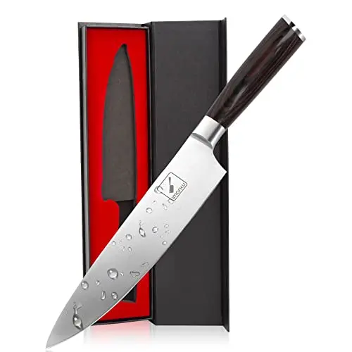 imarku 8-inch chef knife with high-carbon stainless steel blade and pakkawood handle
