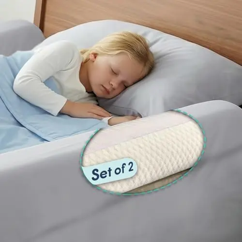 Hiccapop foam toddler bed bumpers with washable cover on a bed