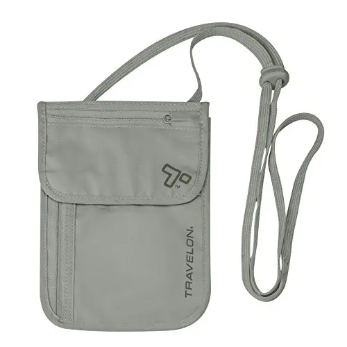 Travelon Gray RFID Blocking Undergarment Neck Pouch with air mesh back