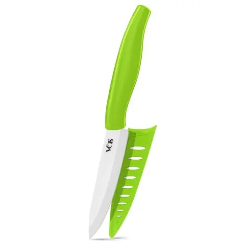 Vos green ceramic paring knife with sheath cover