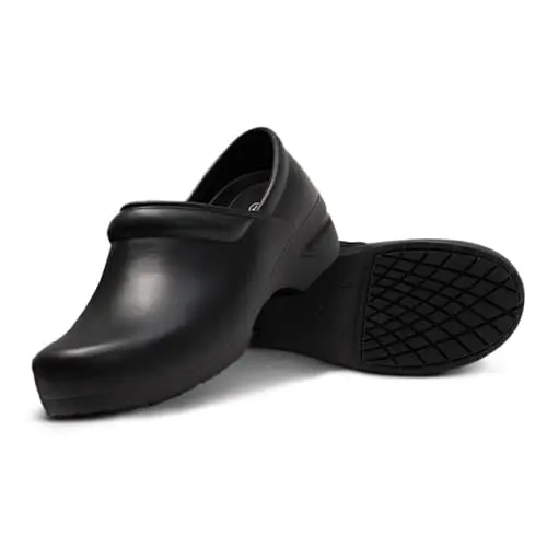 Anywear Guardian Angel unisex black nursing clogs with ventilation holes
