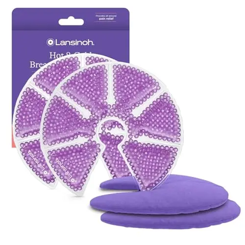 Lansinoh Breast Therapy gel packs with soft fabric covers.