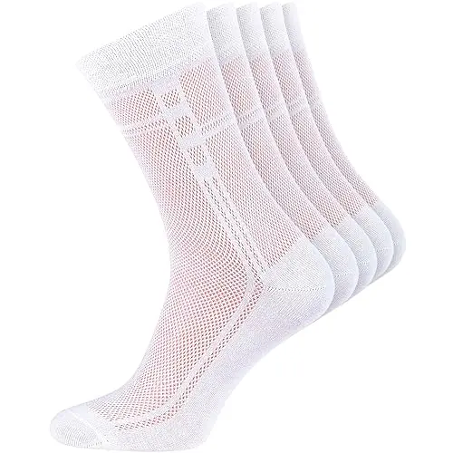 Duna white ultra-thin cotton dress socks in a five-pack, designed for small to medium sizes with a technical mesh structure.