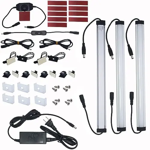 Litever LED light bar kit with three bars providing even under-cabinet light.