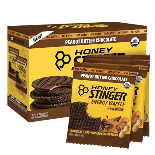 Honey Stinger Peanut Butter Chocolate Waffle with filling visible