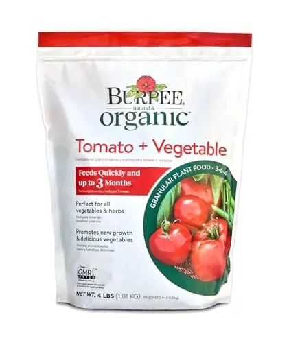 Burpee Organic Tomato and Vegetable Granular Plant Food bag